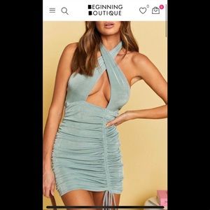 Beginning Boutique Ruched Mini Dress with tags